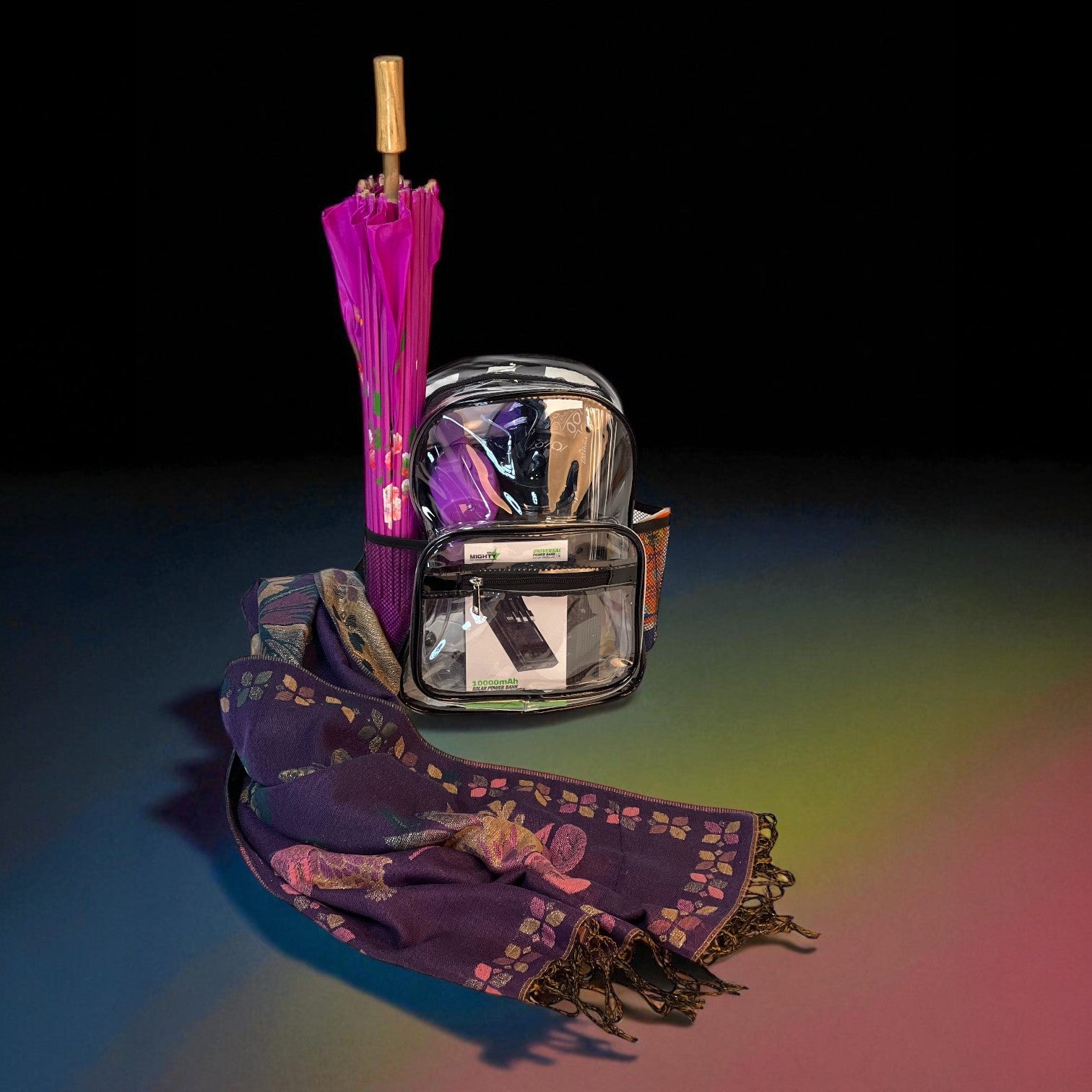 Our Platinum FestiKit all fits in the clear backpack for ease at a festival